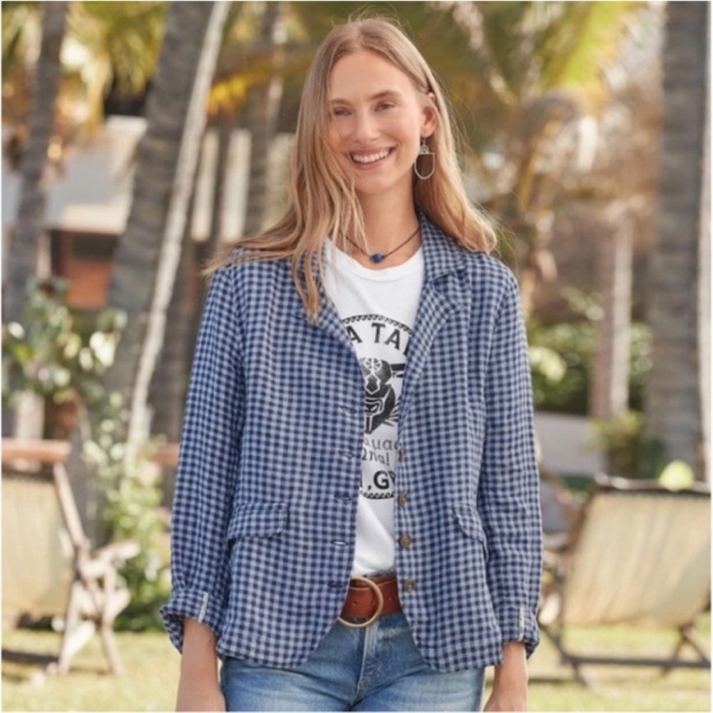 Sundance 100% linen checkered blazer size M